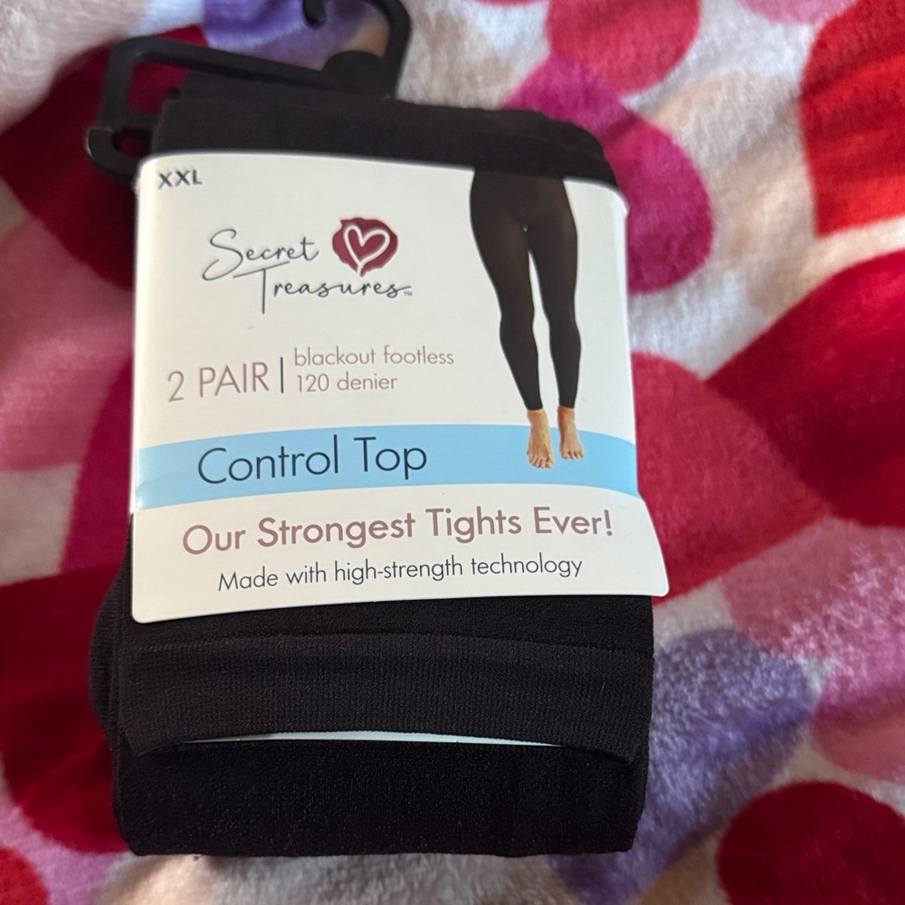 Secret Treasures Black Footless Control Top Tights (2 pair)